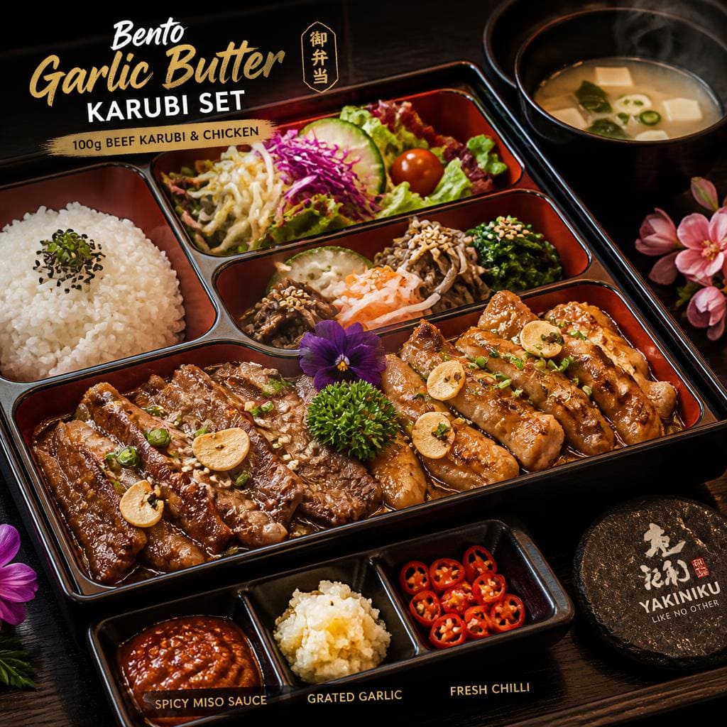 Bento Garlic Butter Karubi Set 100g Yakiniku Like